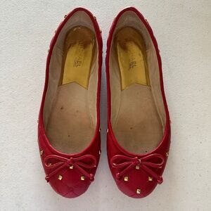 Michael Kors Red BowLeather Ballet Flats Size 7.5